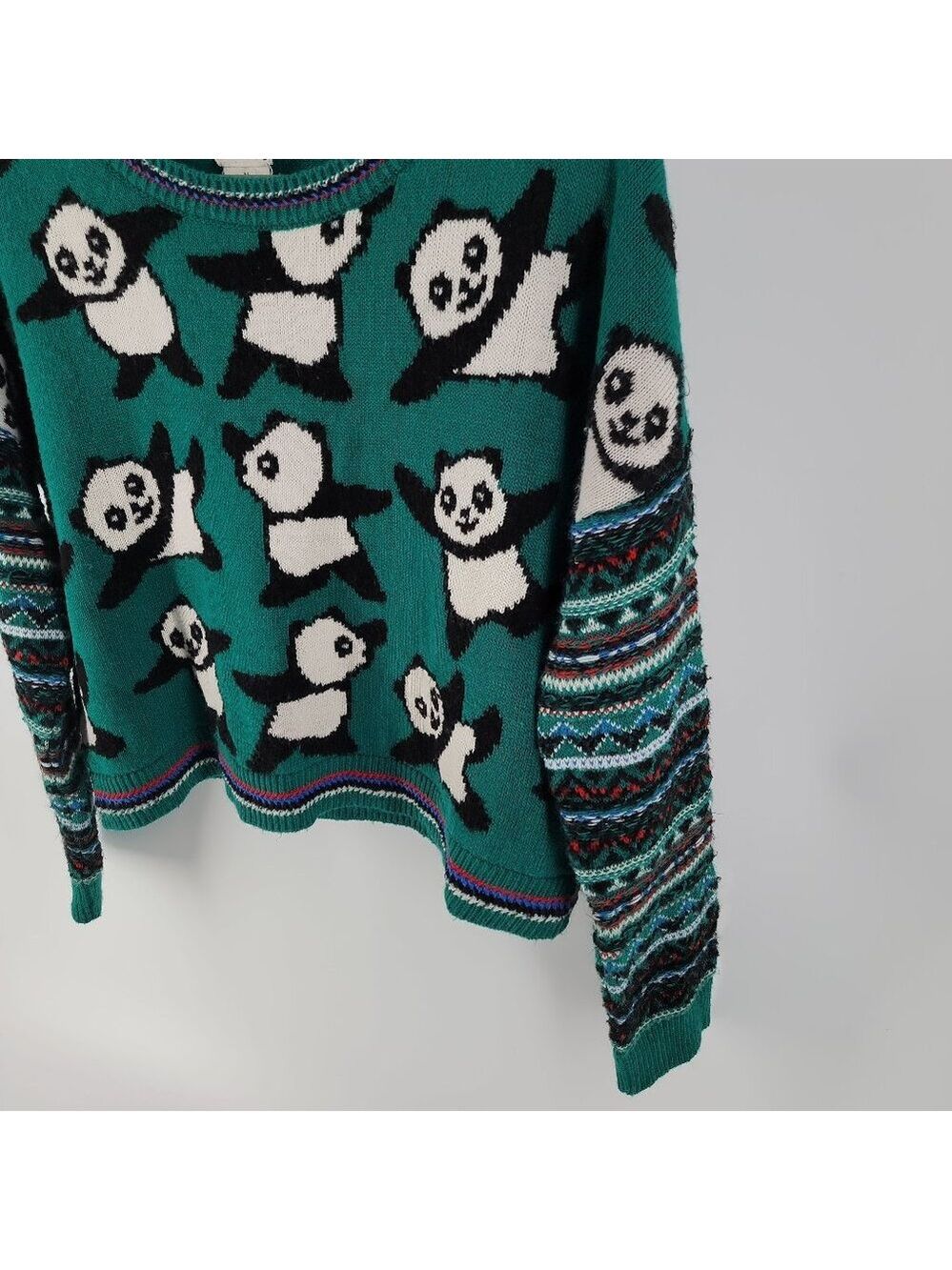Coincidence & Chance Panda Sweater Boxy Cropped Novelty Knit Medium - Picture 7 of 11